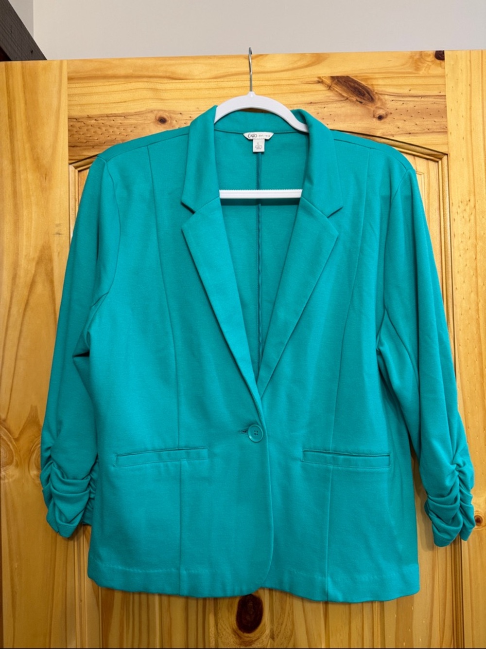 Cato emerald Ruched-Sleeve Blazer large